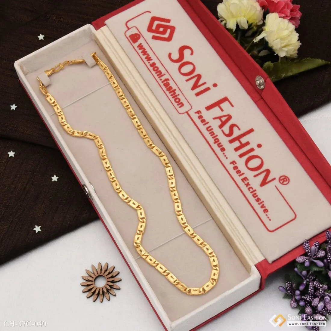 1 Gram Gold Plated Arrow Nawabi Best Quality Elegant Design Chain - Style C040