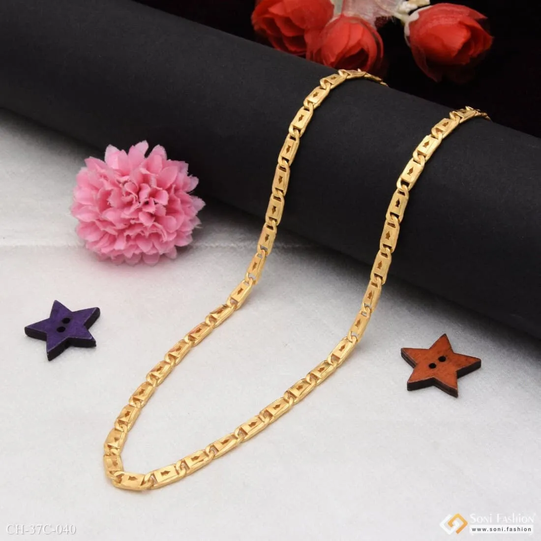 1 Gram Gold Plated Arrow Nawabi Best Quality Elegant Design Chain - Style C040