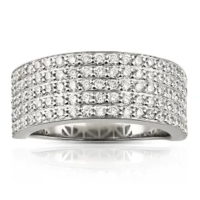 10K Solid White Gold Mens Lab Diamond Wedding Ring Band 2.02 Ctw