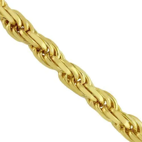 10k Yellow Gold Hollow Mens Rope Chain 3 mm