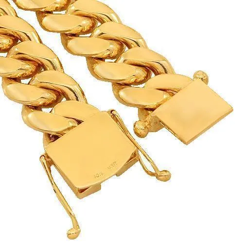 10k Yellow Gold Solid Mens Cuban Link Chain 20 mm