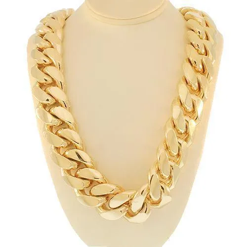 10k Yellow Gold Solid Mens Cuban Link Chain 20 mm