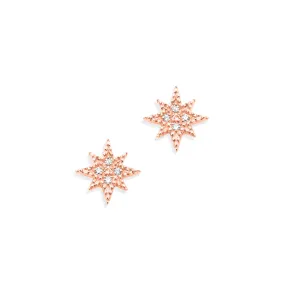 14KT Rose Gold Diamond North Star Stud Earrings