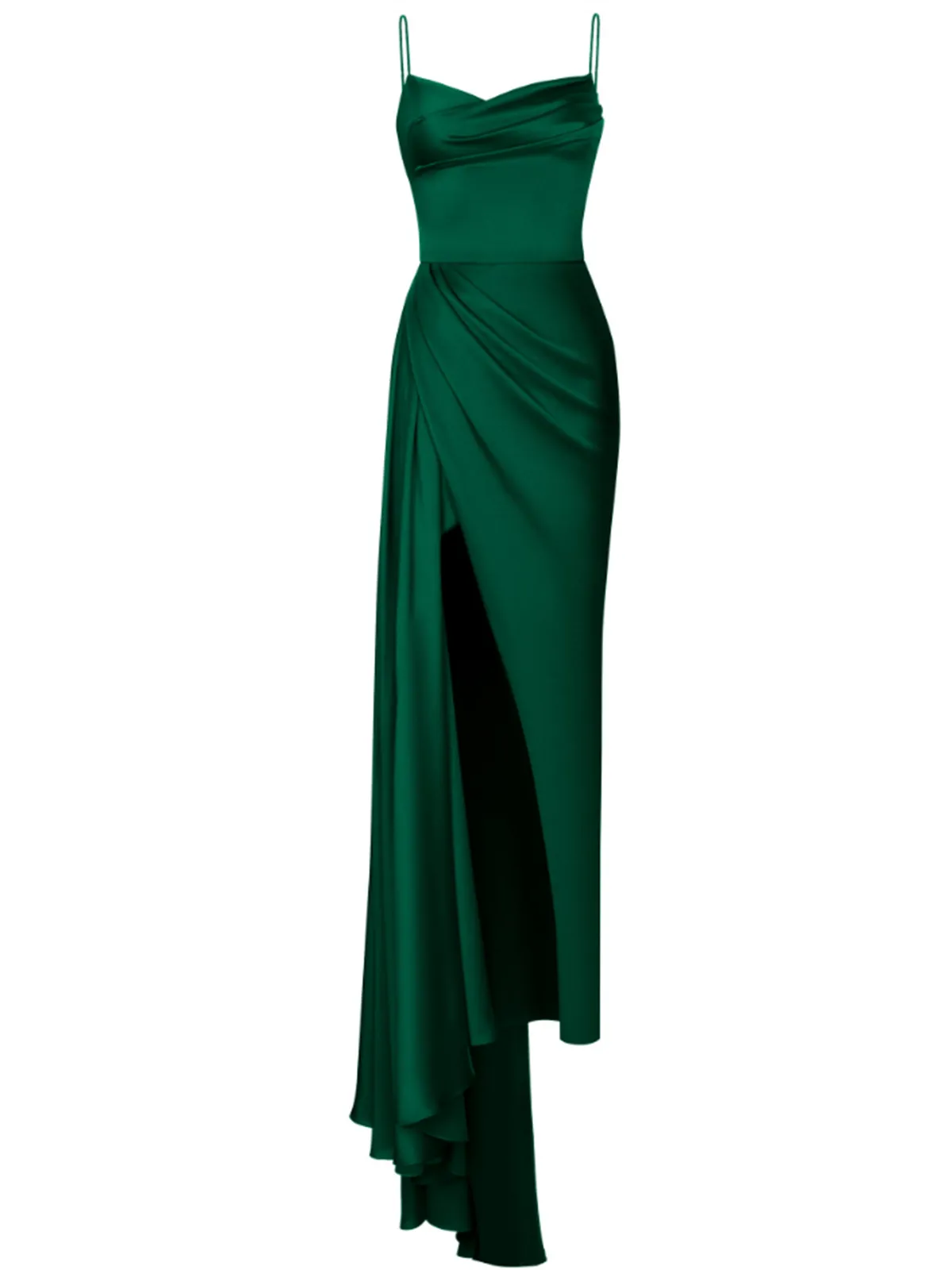 1930s Spaghetti Strap Solid Long Slit Dress