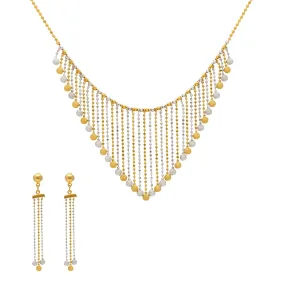 22K Gold Yellow & White Gold Chandelier Jewelry Set