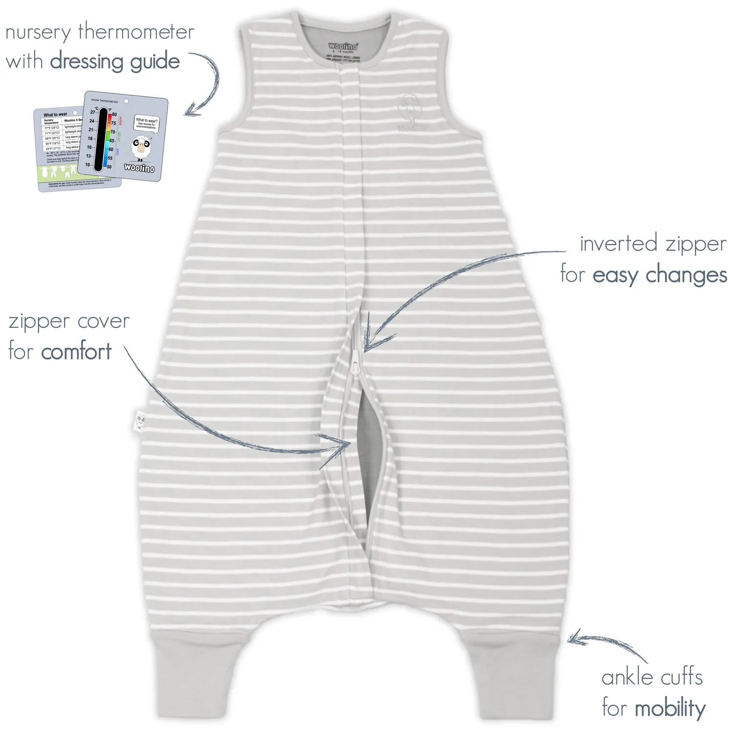 4 Season® Baby Sleep Bag with Feet, Merino Wool & Organic Cotton, Night Sky™