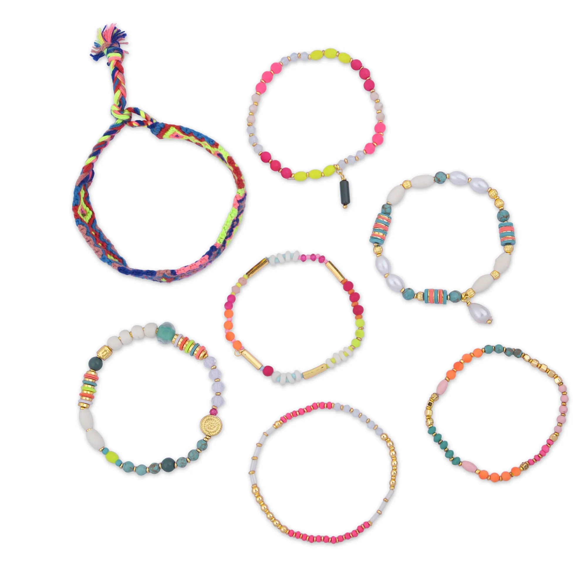 Accessorize London  Women's Multi Beaded Woven Bracelet Pack