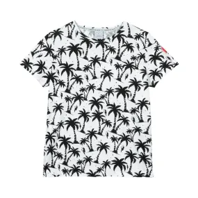 Adult T-shirt -  White with black palm and lightning bolt print