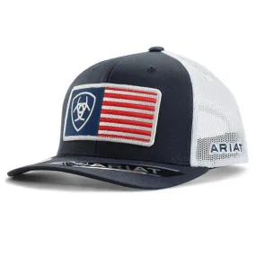 Ariat Men's Navy USA Flag Patch Snapback Ball Cap 1517603