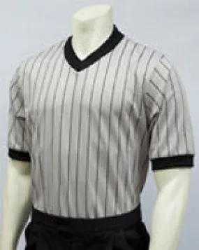 ASB18 Smitty Performance Mesh Gray w/Black Pinstripe V-Neck Shirt BKS-205