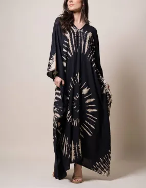 Aurora Tie-Dye Kaftan - Black