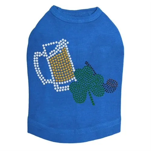 Beer Mug, Clover, & Pipe Rhinestone Dog Tank- Many Colors