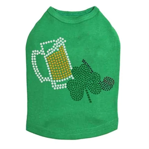 Beer Mug, Clover, & Pipe Rhinestone Dog Tank- Many Colors