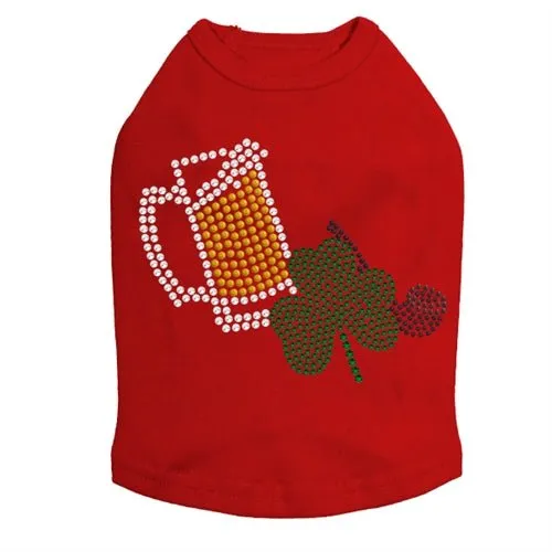 Beer Mug, Clover, & Pipe Rhinestone Dog Tank- Many Colors