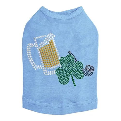 Beer Mug, Clover, & Pipe Rhinestone Dog Tank- Many Colors