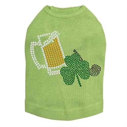 Beer Mug, Clover, & Pipe Rhinestone Dog Tank- Many Colors