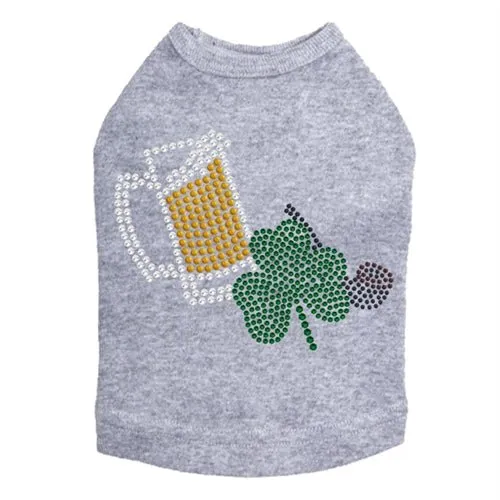 Beer Mug, Clover, & Pipe Rhinestone Dog Tank- Many Colors