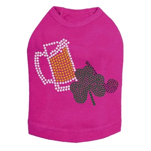 Beer Mug, Clover, & Pipe Rhinestone Dog Tank- Many Colors