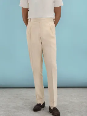 Beige Cotton Gurkha Trousers