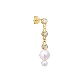 Bella 18K Gold Plated Stud w. Pearls & Zirconias