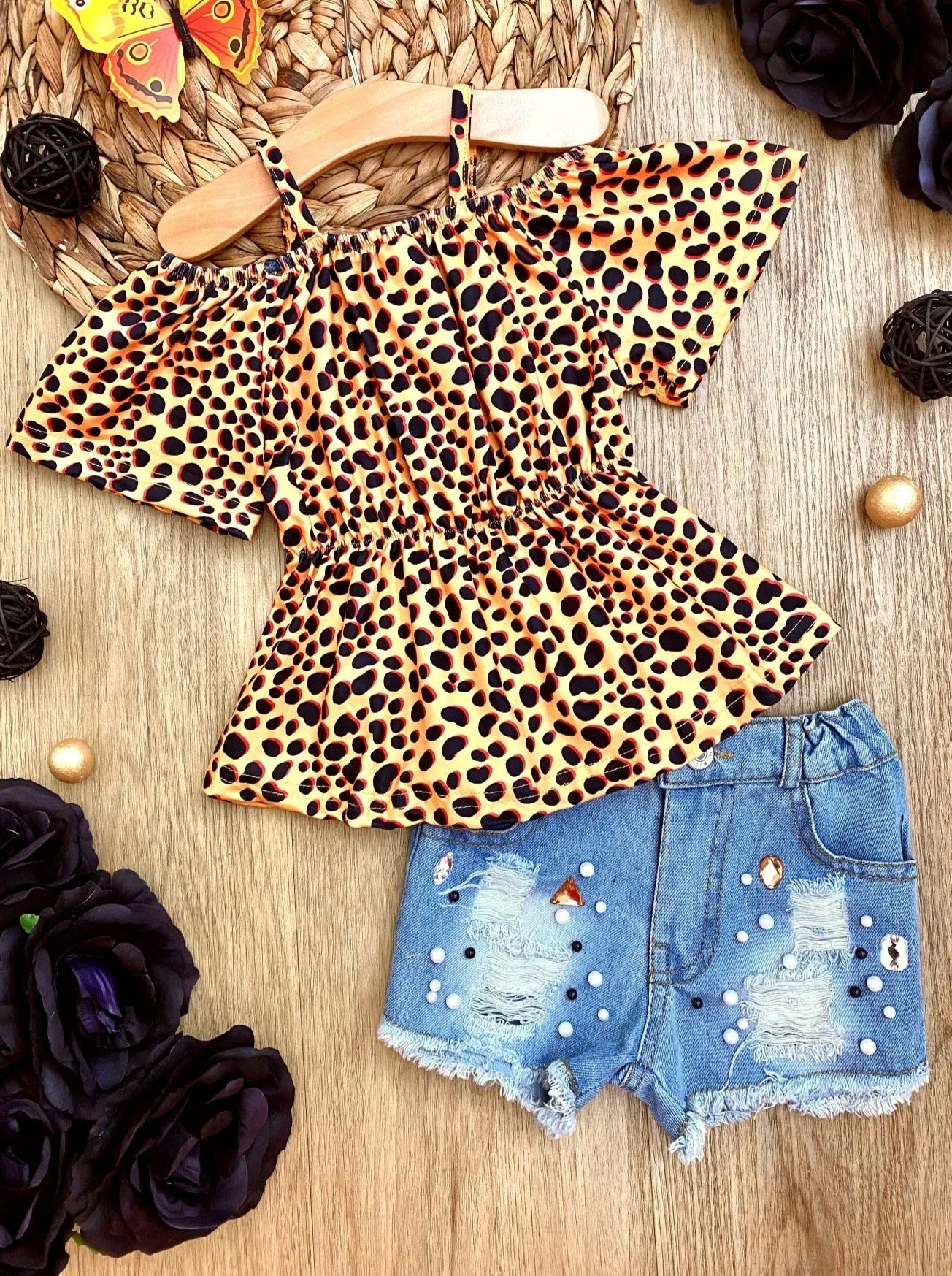 Big Roar Denim Shorts Set