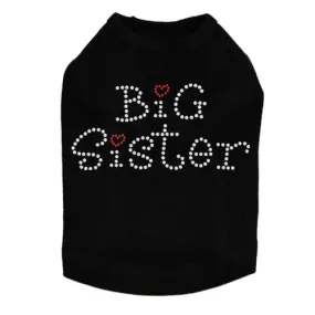 Big Sister with Red Heart Rhinestone Dog Tank- Many Colors