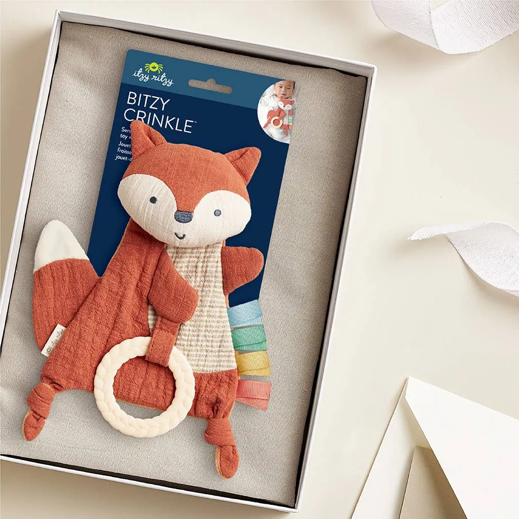 Bitzy Crinkle™ Sensory Toy & Teether: Fox