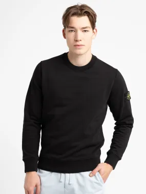 Black Cotton Crewneck Sweatshirt