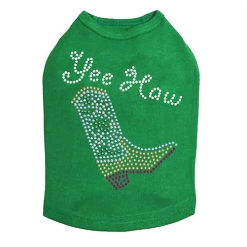 Boot (Green & Turquoise with Yee Haw) - Dog Tank-Many Colors