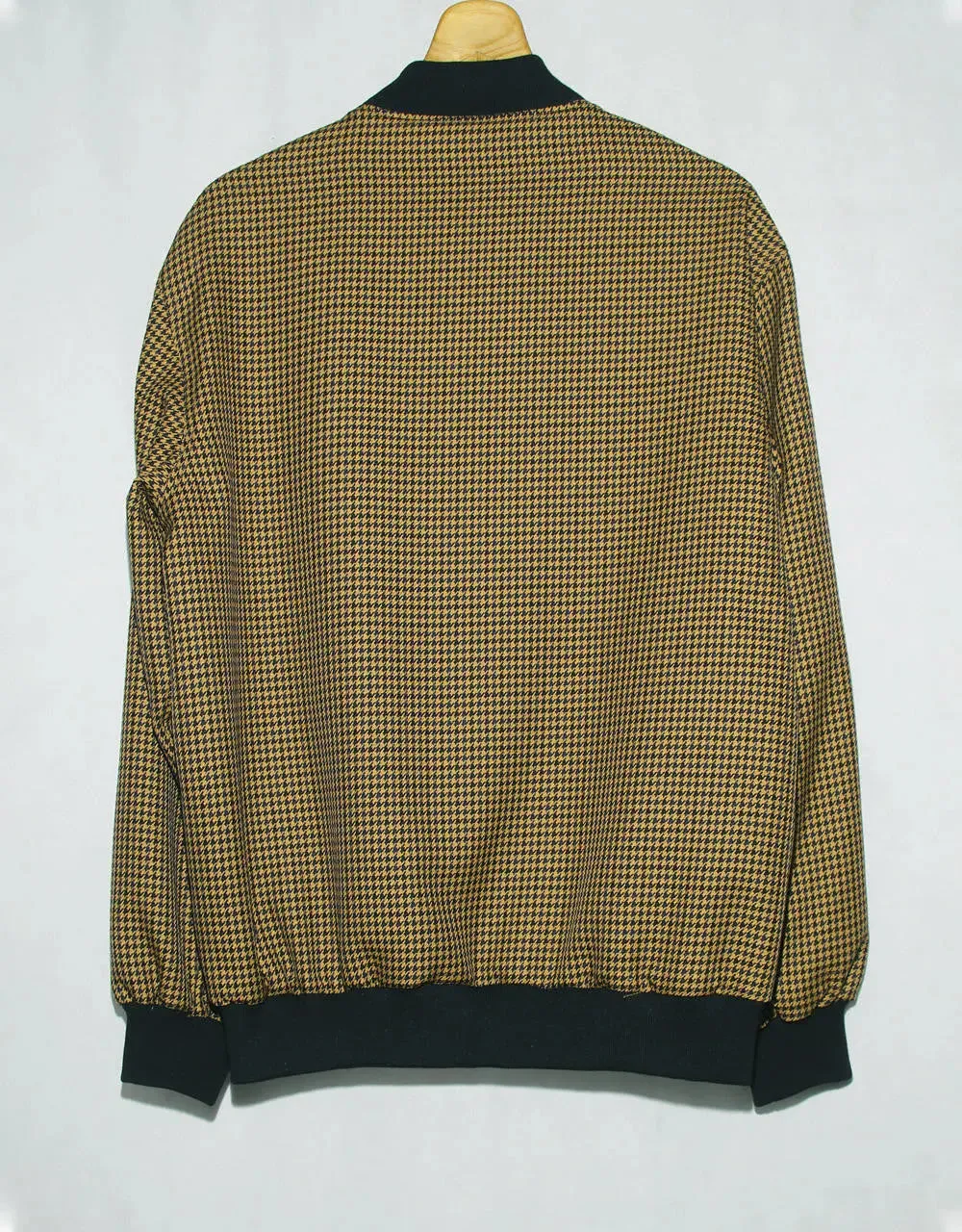 Brown & Black Houndstooth Bomber Jacket