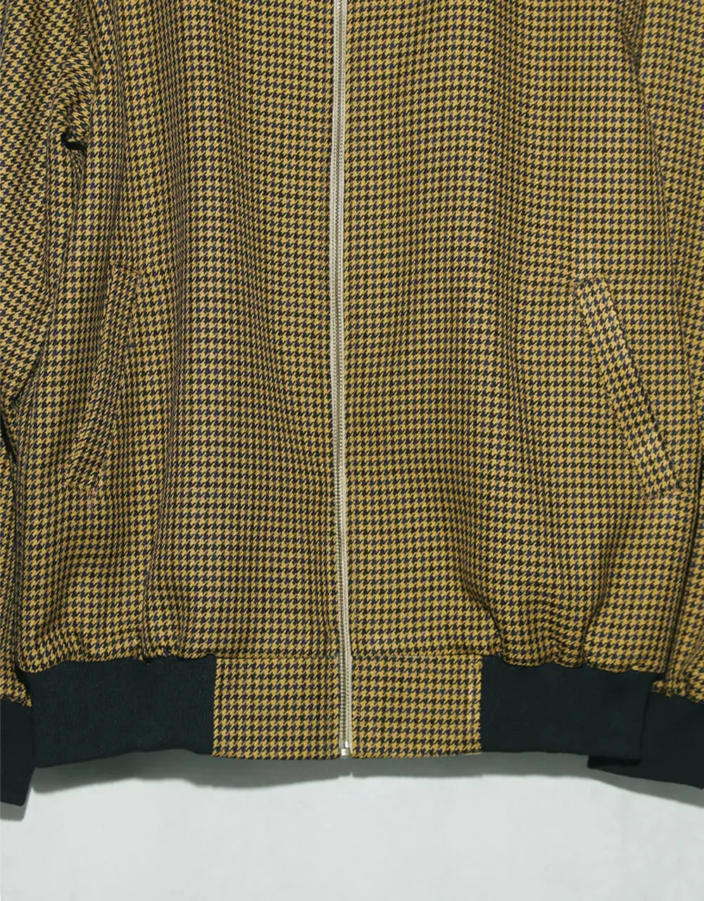 Brown & Black Houndstooth Bomber Jacket