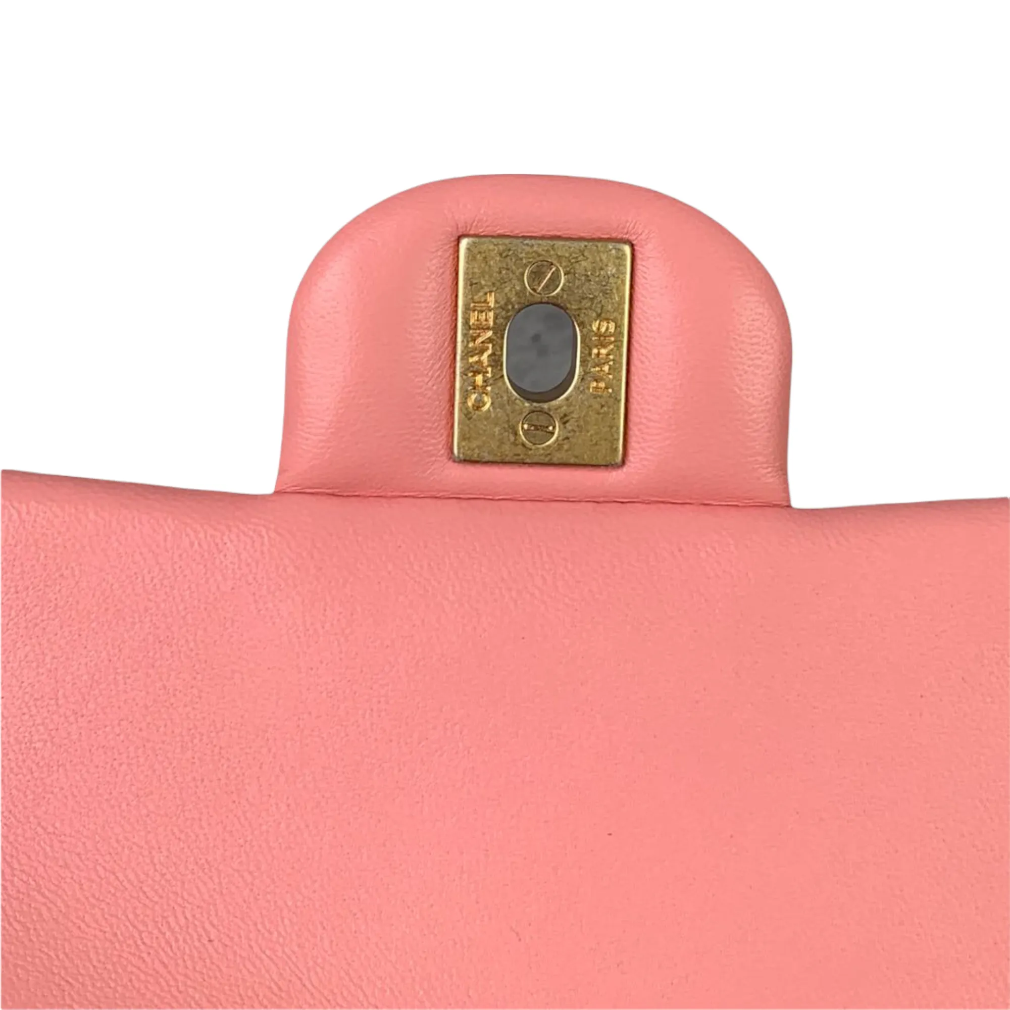 Classic Double Flap Mini Rectangle Lambskin Pink GHW