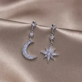 Crystal Moon & Star Earrings