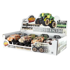 Friction Toy Car Monster Truck Assortment - 8 Pieces Per Retail Ready Display 20474