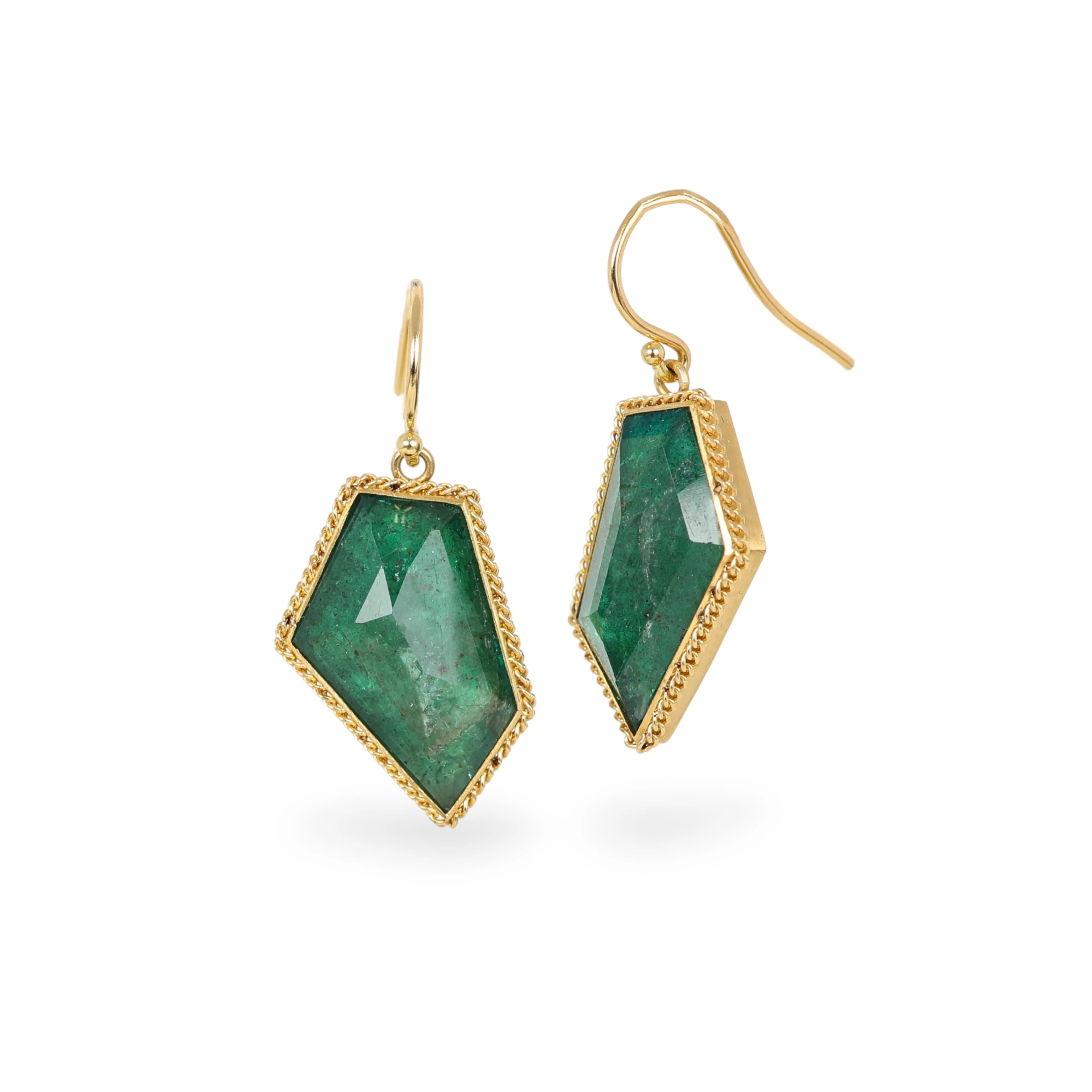 Geometric Emerald Earrings