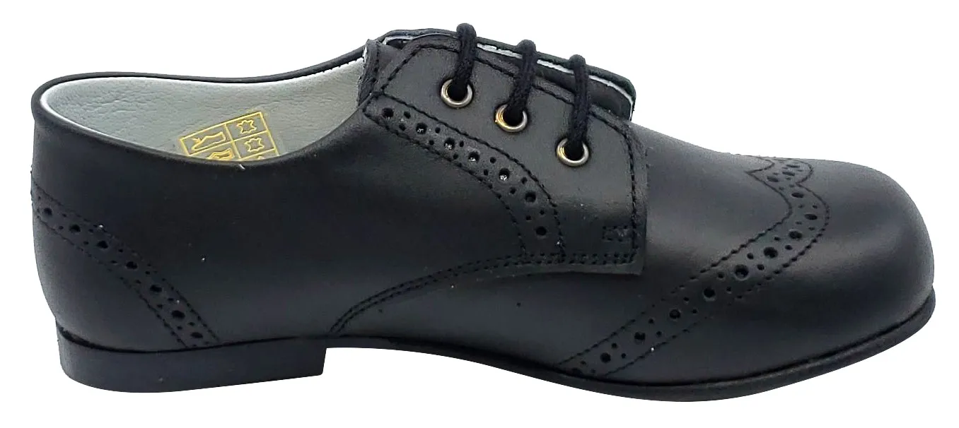 Gepetto's Boy's Blucher Wingtip Leather Black Dress Shoe