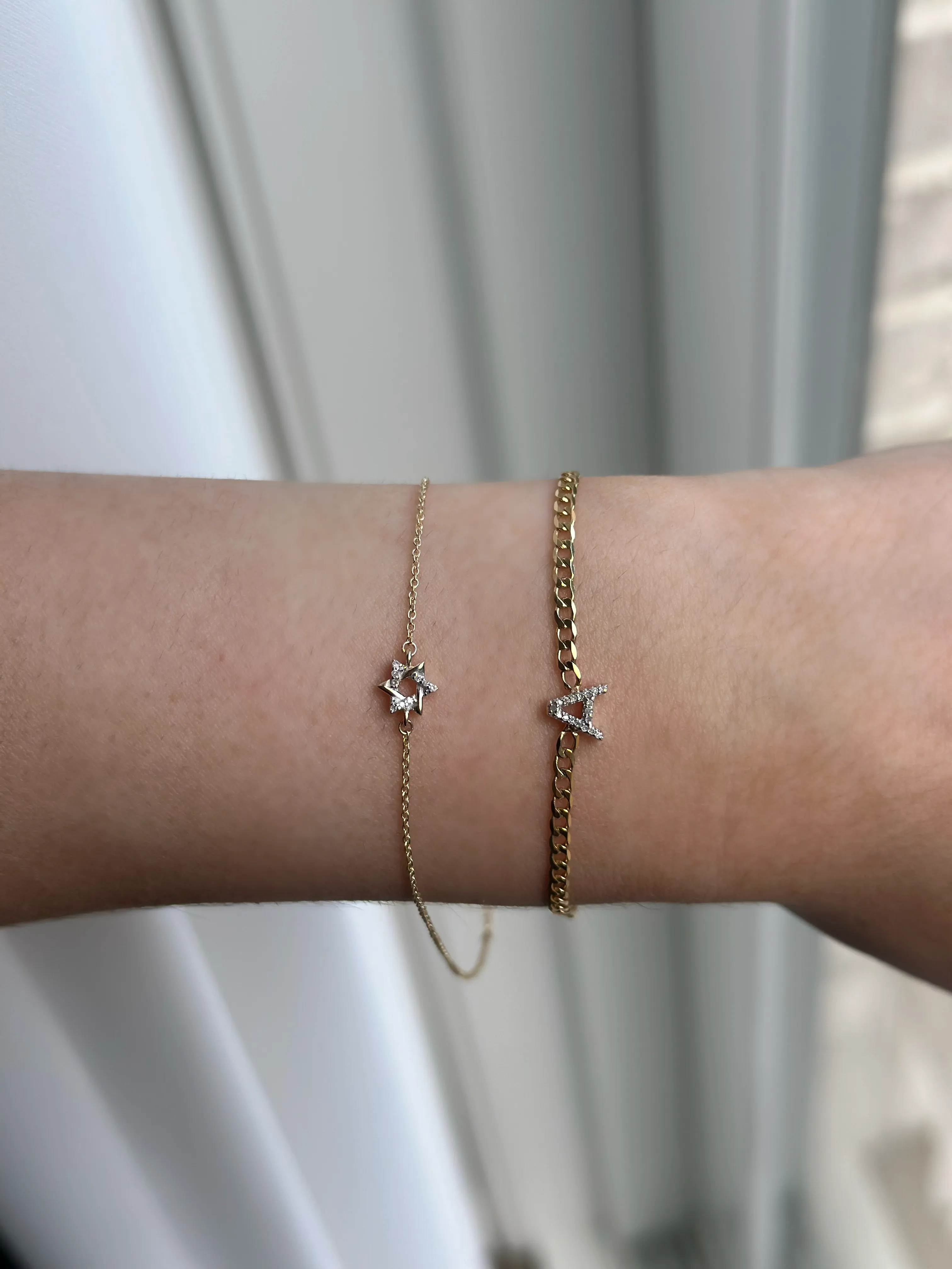 Gold and Diamond Mini Star of David Bracelet