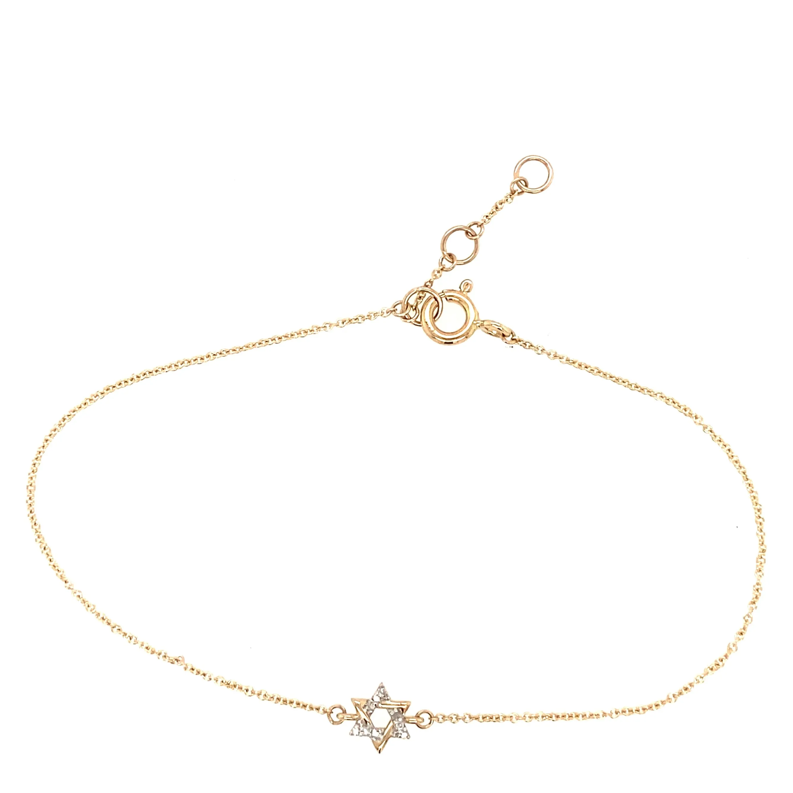 Gold and Diamond Mini Star of David Bracelet