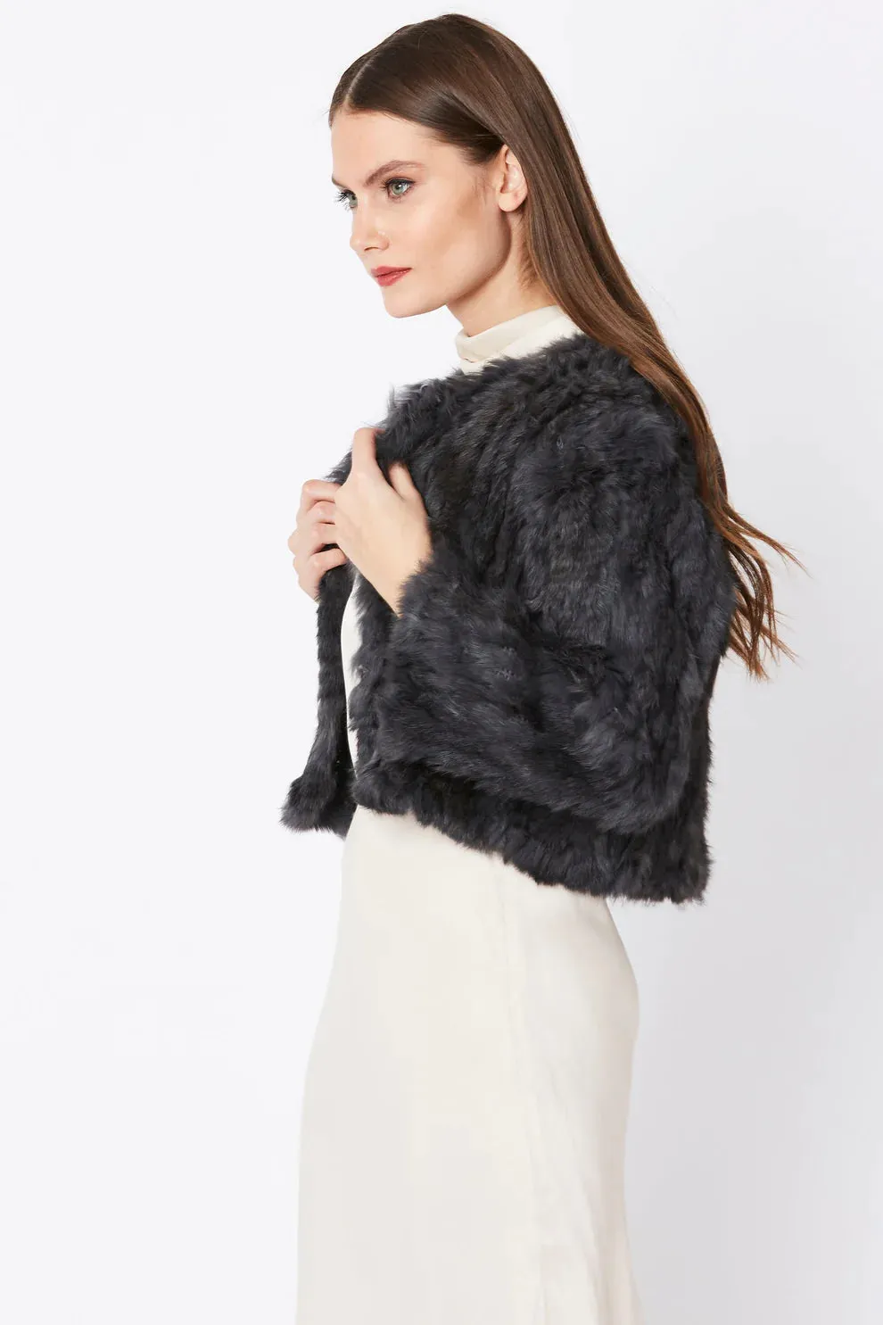 Grey Coney Fur Jacket