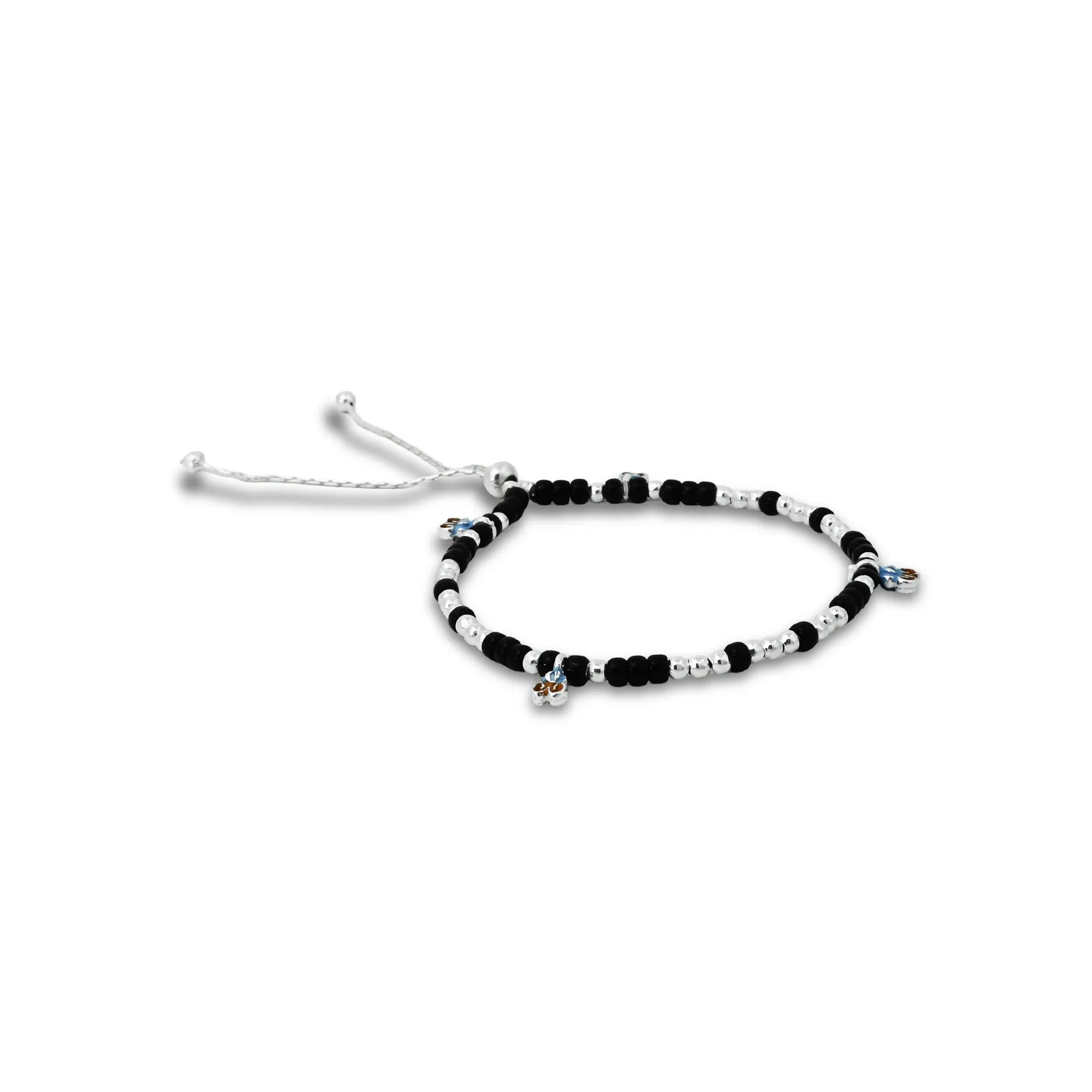 Handmade beaded silver anklets