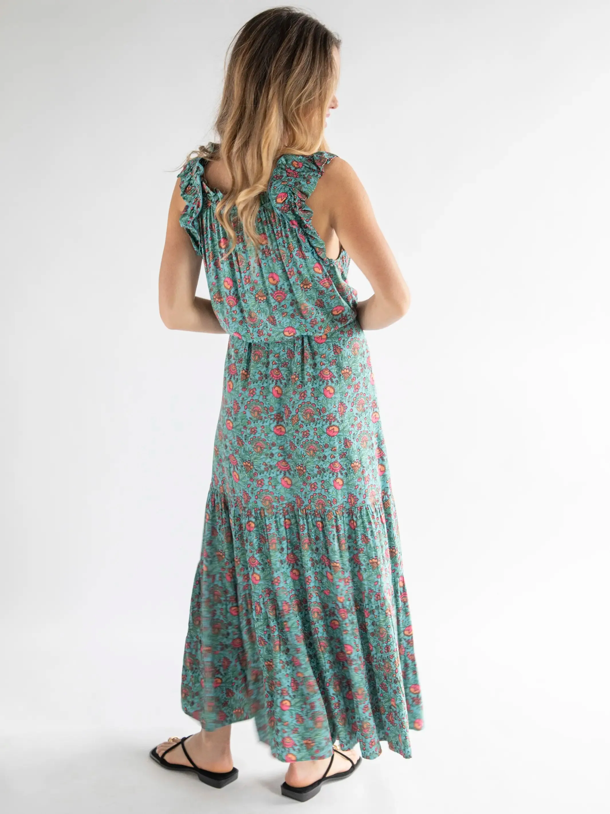 Havana Nights Maxi Dress - Turquoise Pink Floral