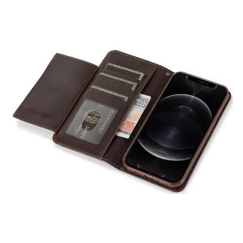 Indy Series Brown Leather Wallet Case - iPhone 12 mini