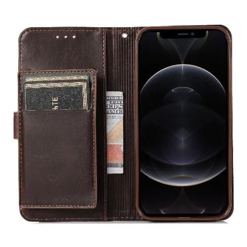 Indy Series Brown Leather Wallet Case - iPhone 12 mini