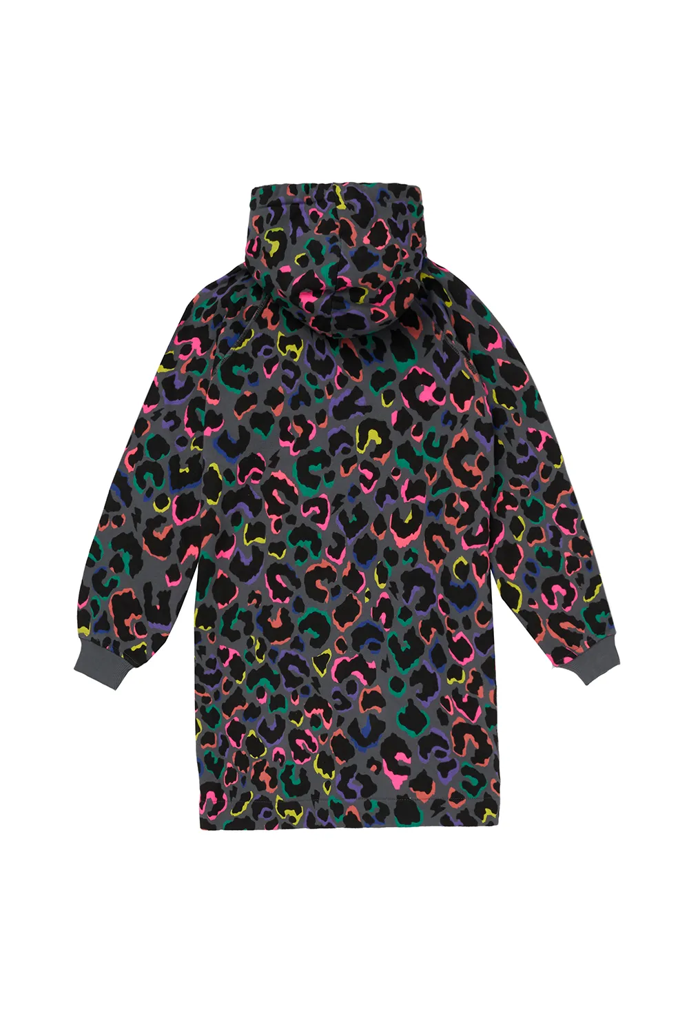 Kids Grey with Rainbow Shadow Leopard Longer Line Hoodie