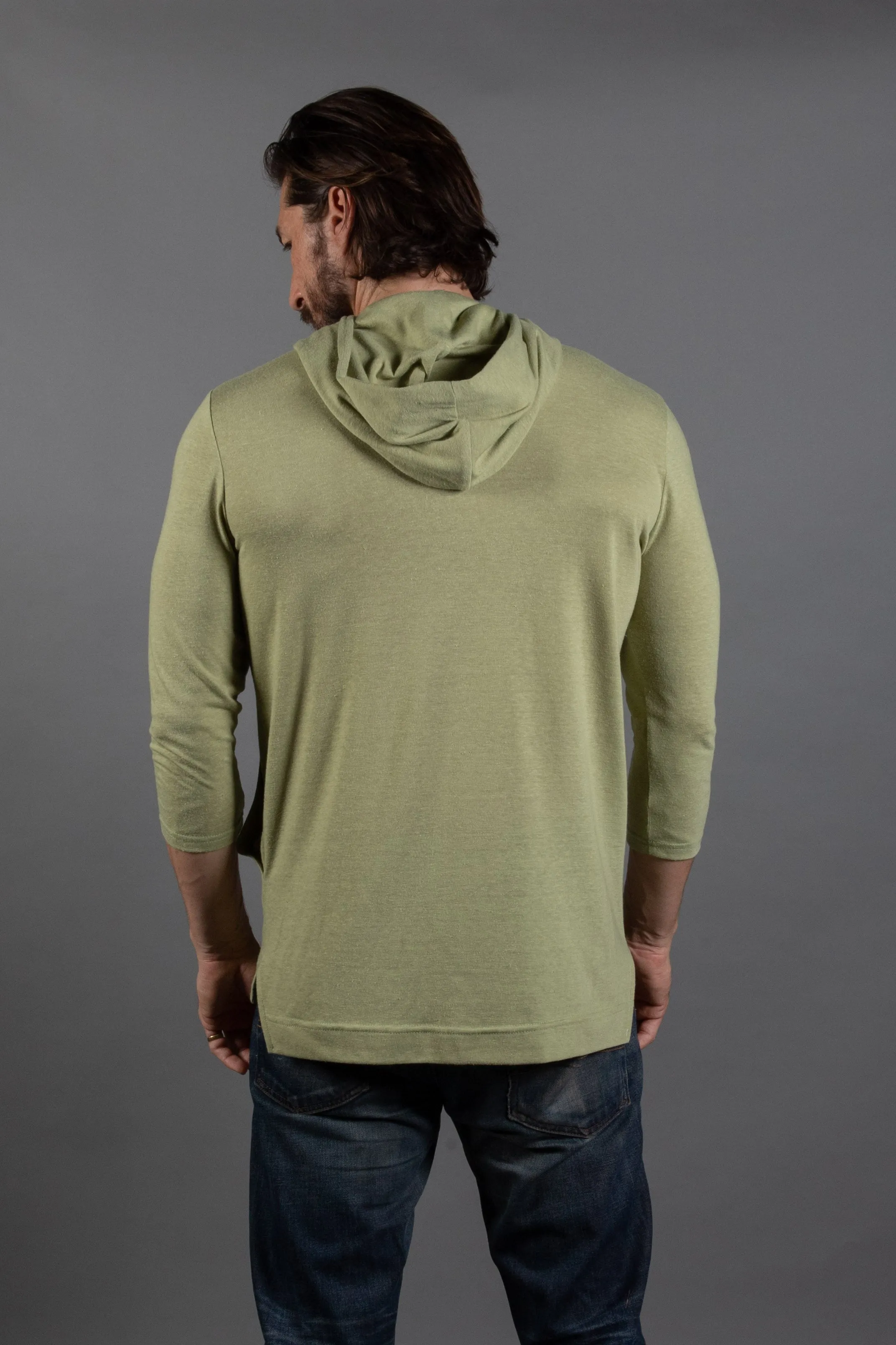 Men's 3/4 Sleeve Cowl Neck Visor Hoodie