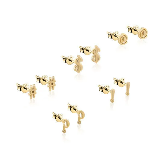 Mini Gold Hashtag Earrings