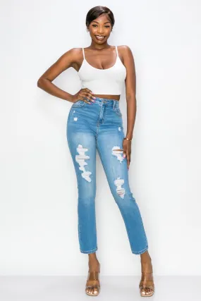 Naomi - High Rise Destructed Girlfriend Jeans