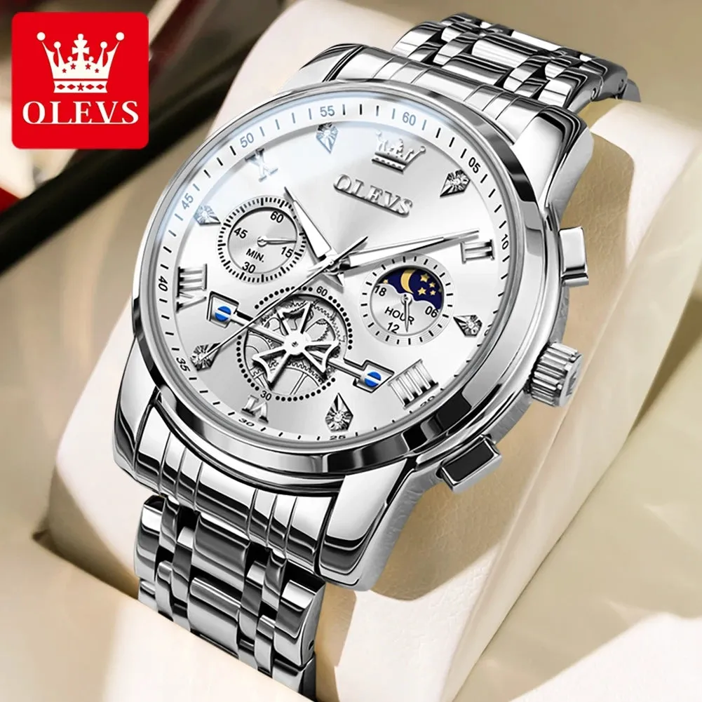 OLEVS Luxury Business Watch for Men - Stainless Steel, Waterproof, High-Quality Multifunction