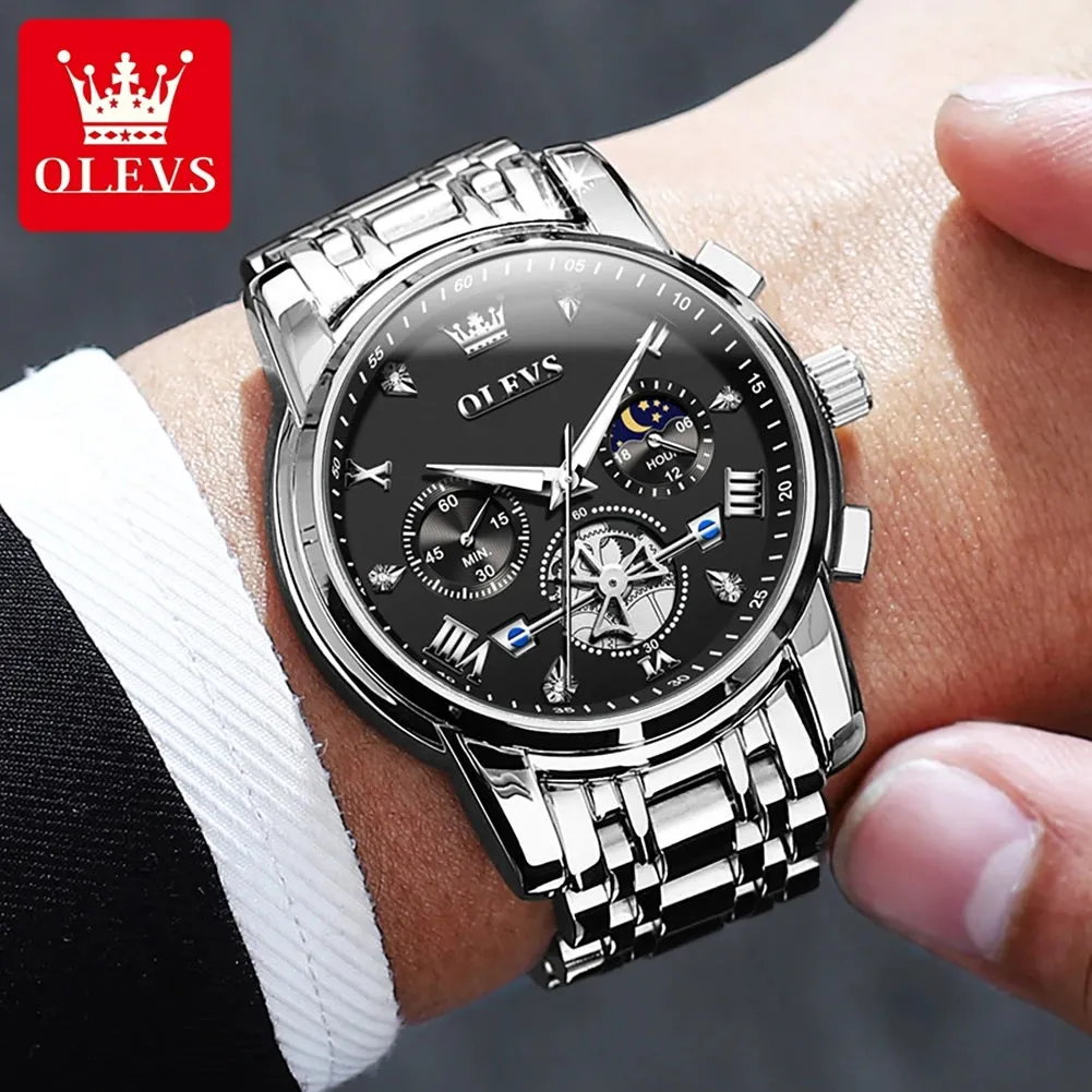 OLEVS Luxury Business Watch for Men - Stainless Steel, Waterproof, High-Quality Multifunction