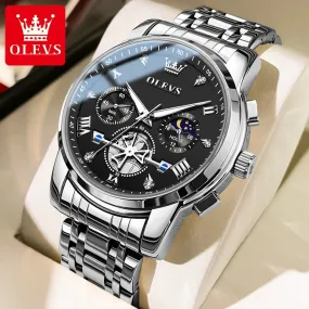 OLEVS Luxury Business Watch for Men - Stainless Steel, Waterproof, High-Quality Multifunction